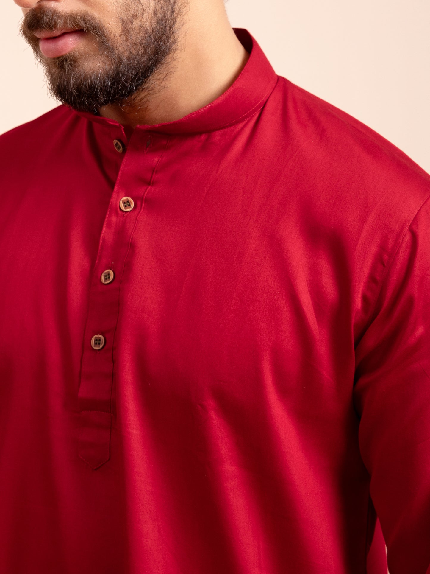 Maroon Solid Cotton Kurta