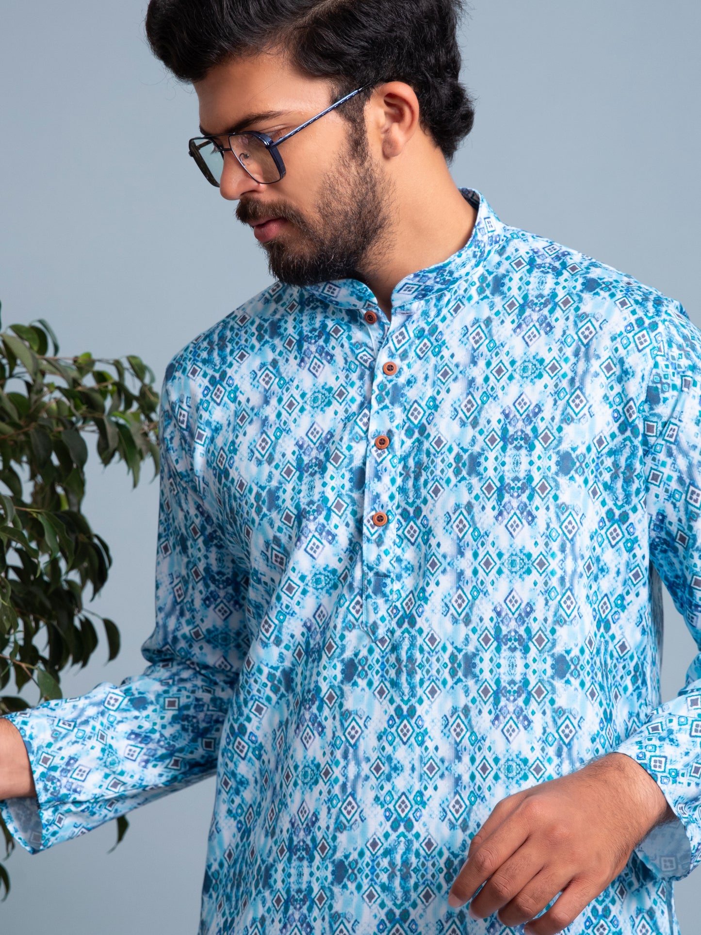 Blue Abstract Printed Kurta