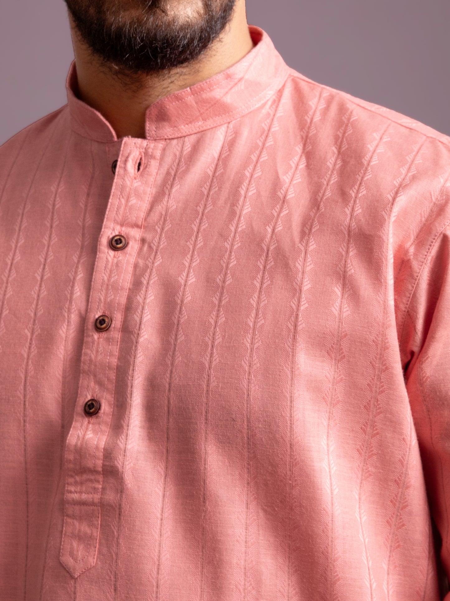 Blush Coral Cotton Self Design Kurta