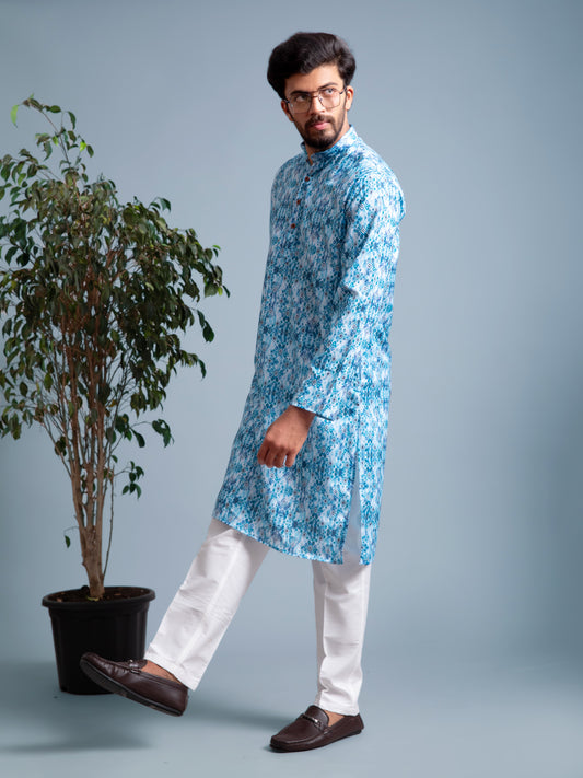 Blue Abstract Printed Kurta