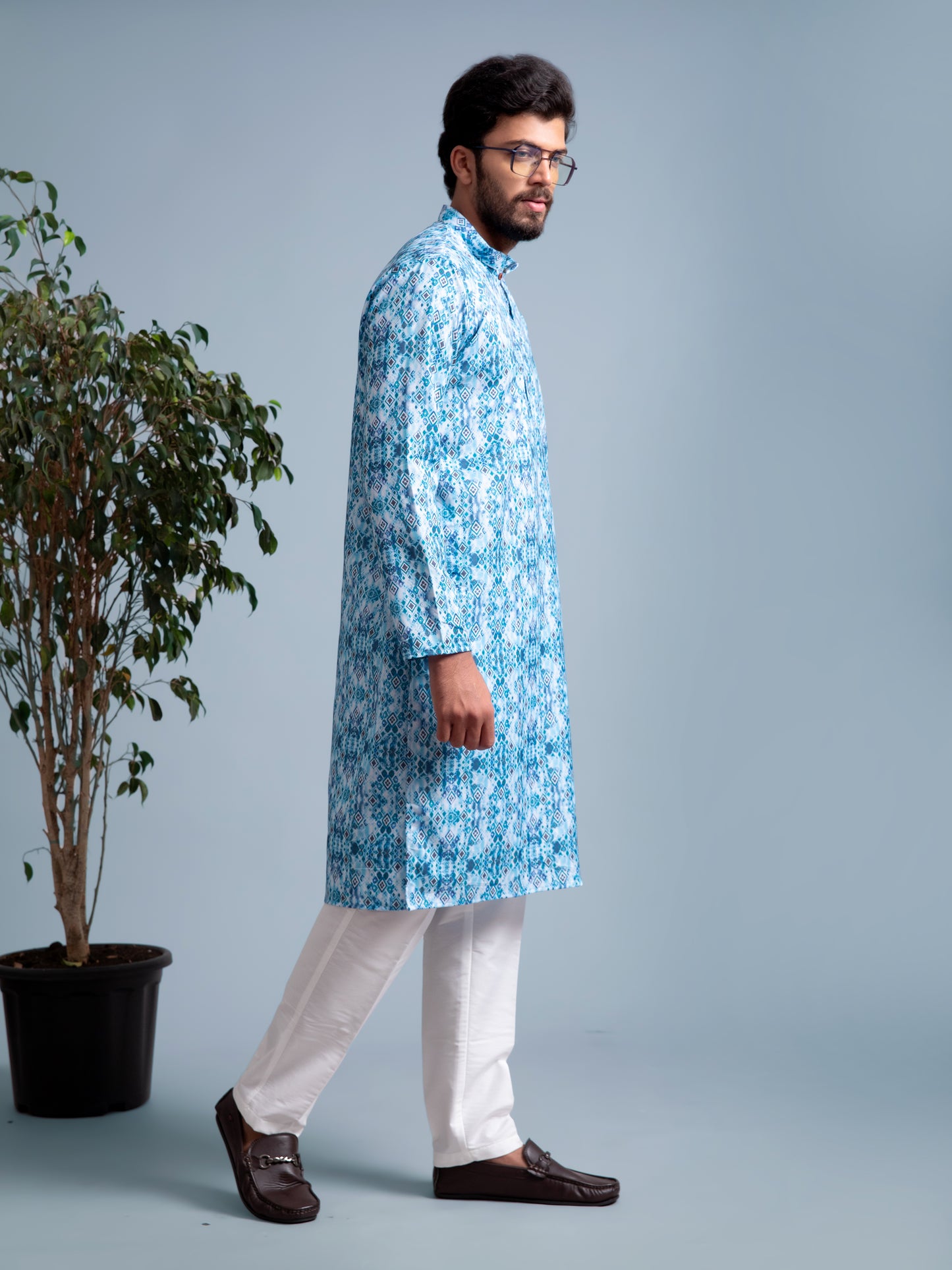 Blue Abstract Printed Kurta