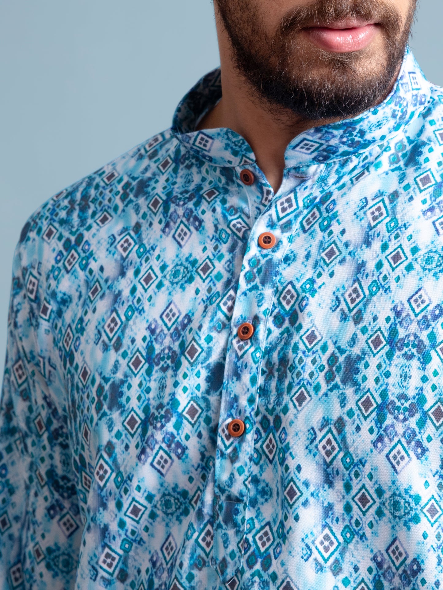 Blue Abstract Printed Kurta