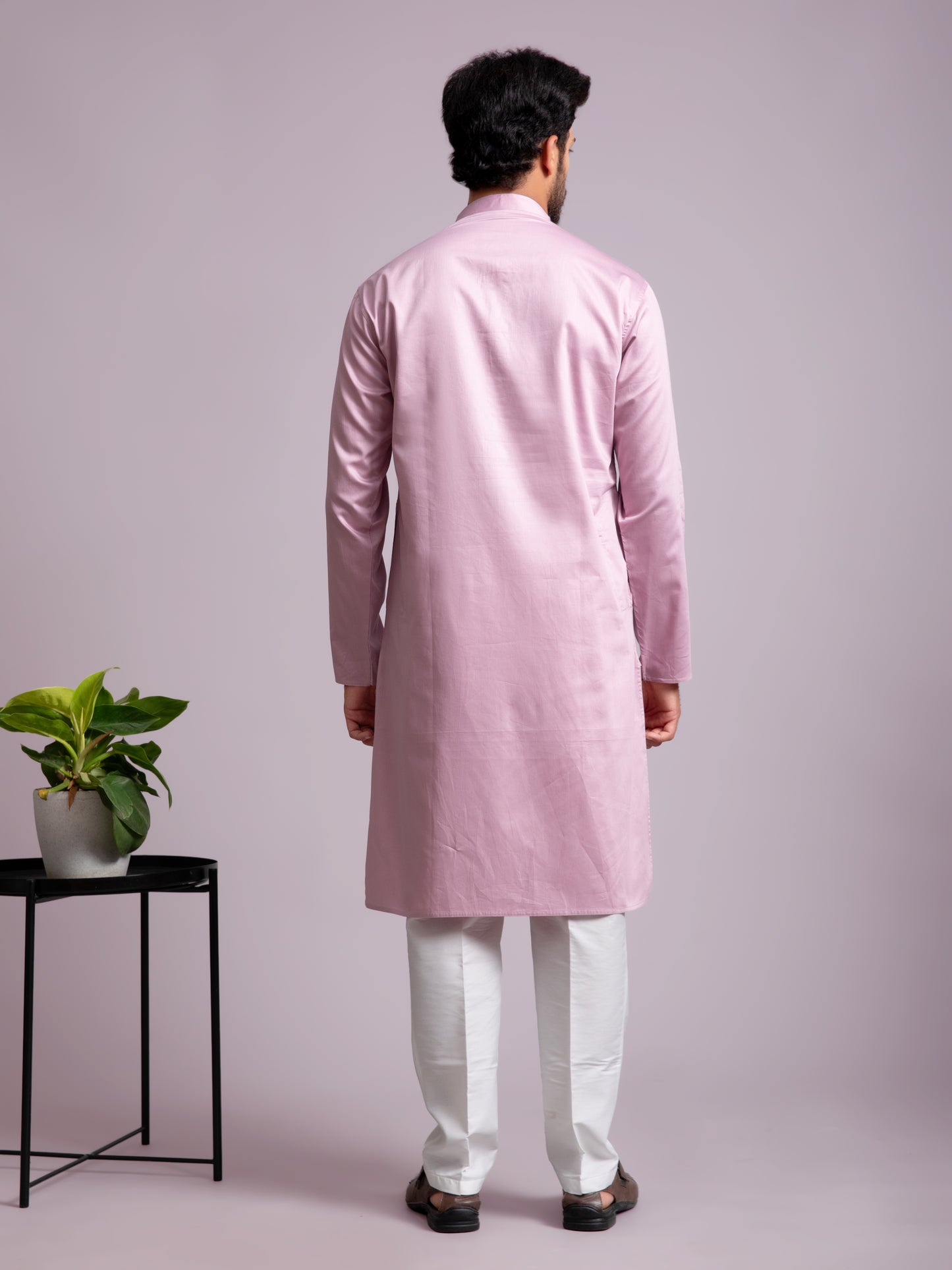 Lavender Cotton Solid Kurta