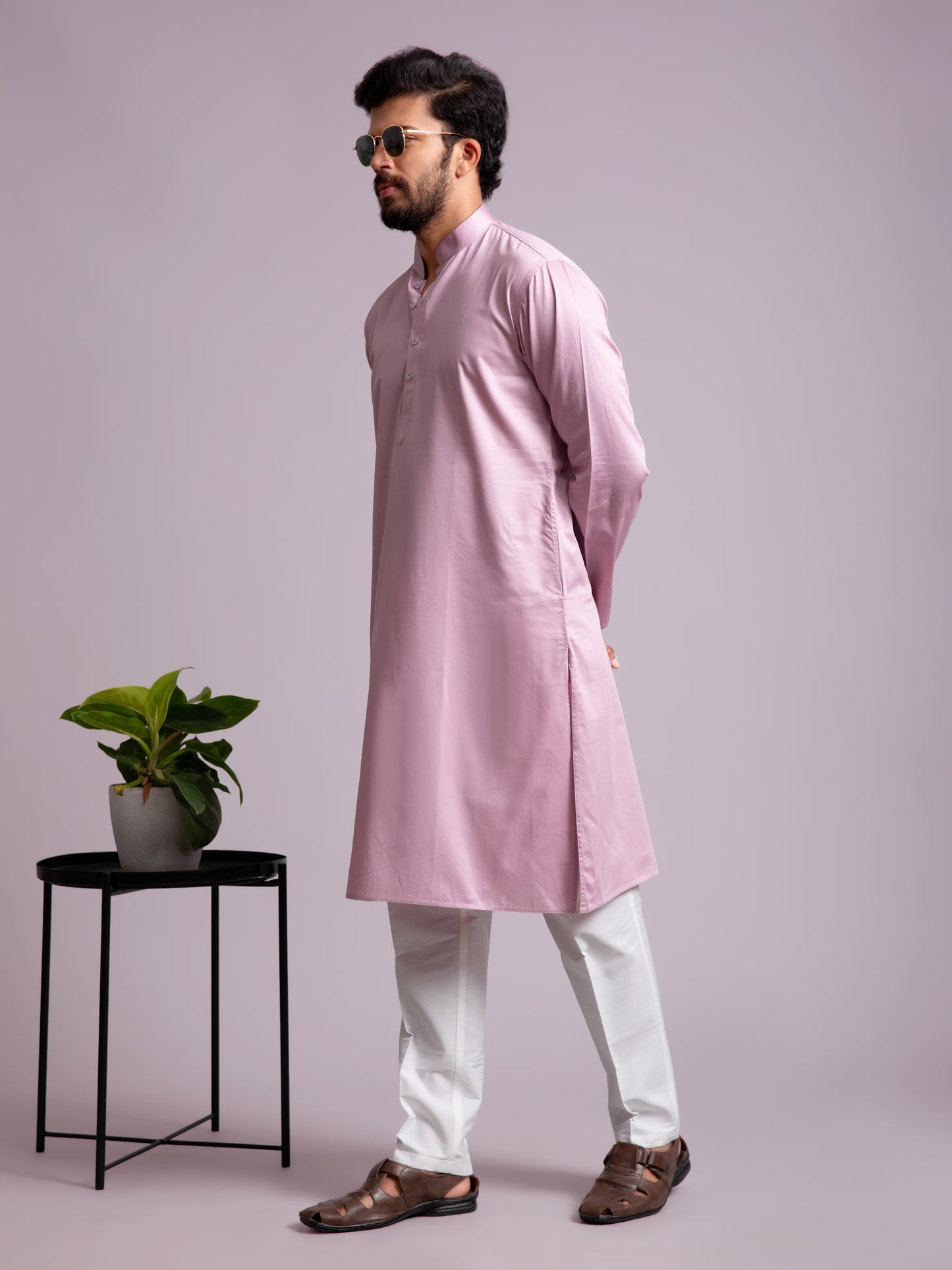 Lavender Cotton Solid Kurta